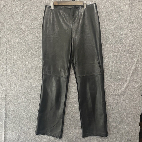 Colette Mordo Leather Blend Pants Womens Sz 10 Black Classy Elegant - SEE NOTE - Picture 1 of 7